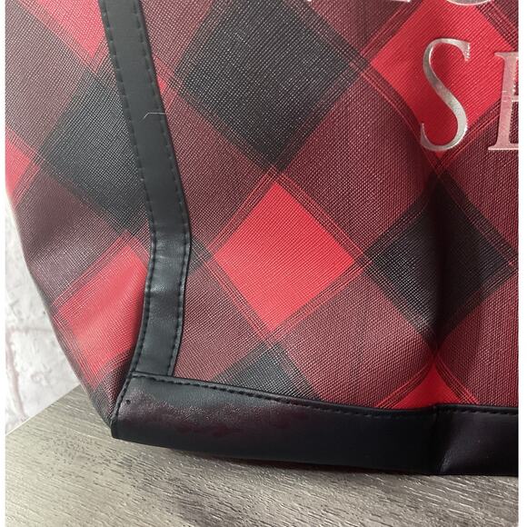 Victoria’s Secret Red & Black Plaid Tote Bag - Picture 3 of 12